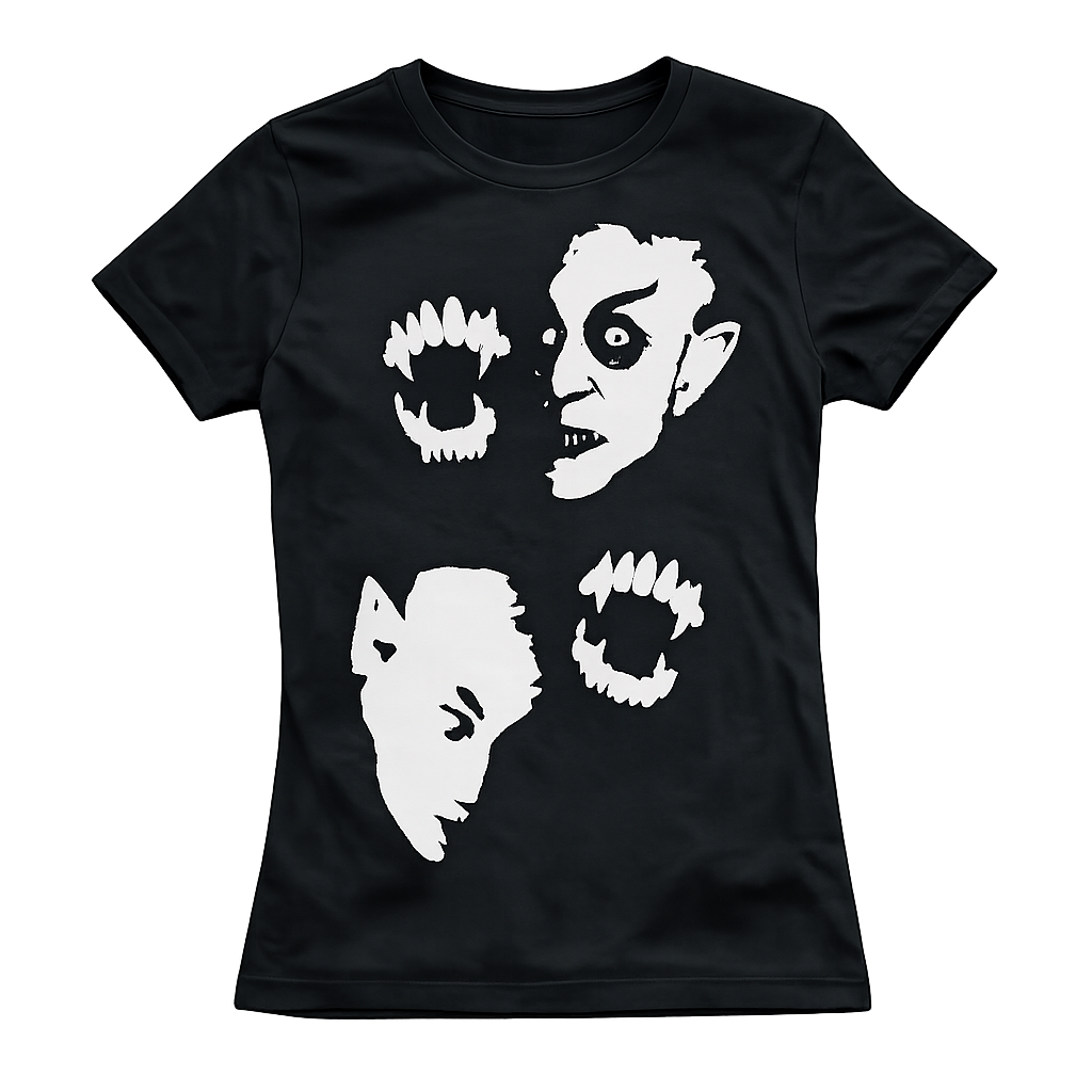 Black vampire graphic T-shirt