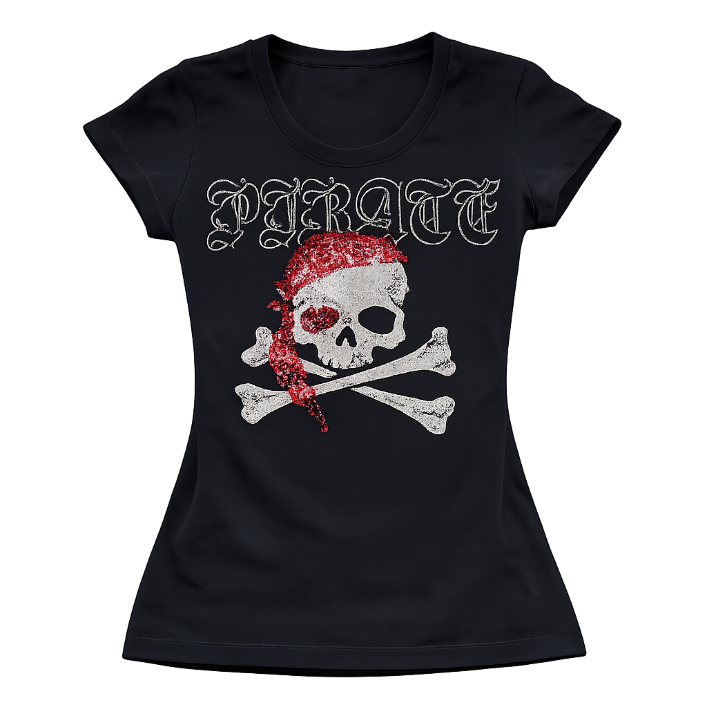 Y2K Black pirate graphic t-shirt