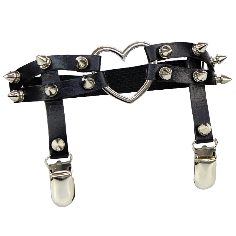 Gothic spike heart thigh garter