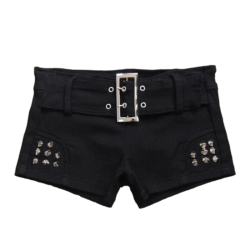 Gothic Buckle denim shorts