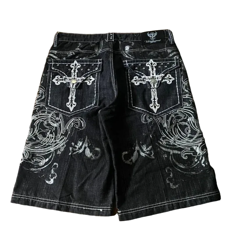 Y2K graphic cross shorts